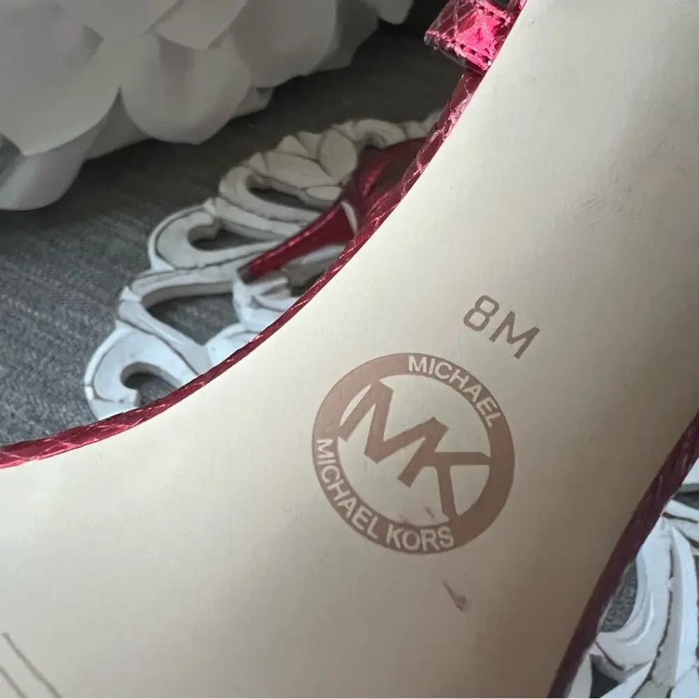 Michael Kors Red Leather High Heels Women’s 8 NEW